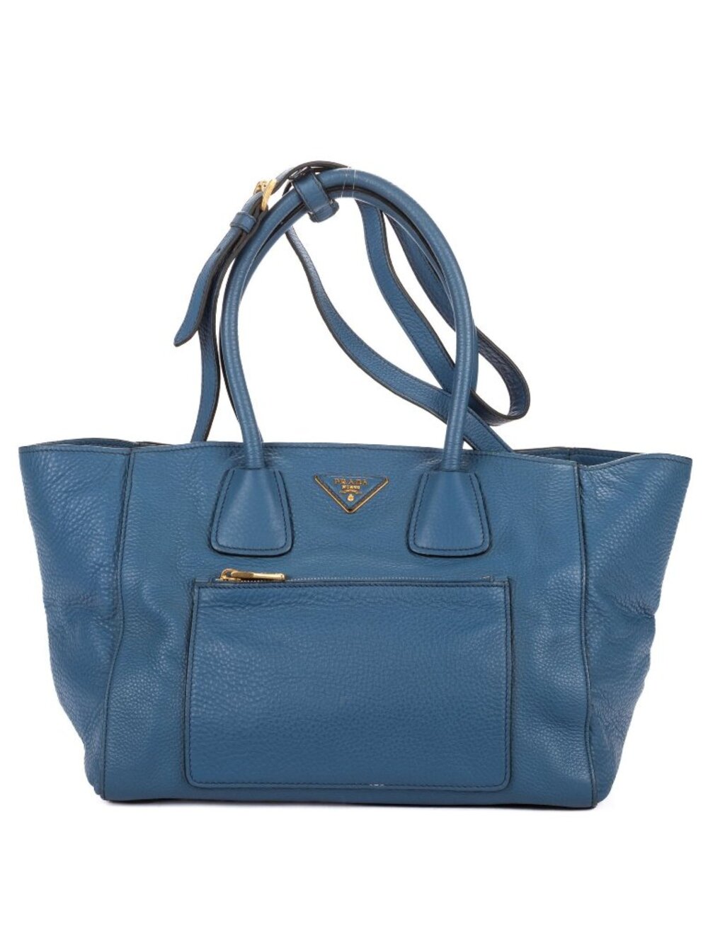 Prada Double Handle Tote Bag Blue
